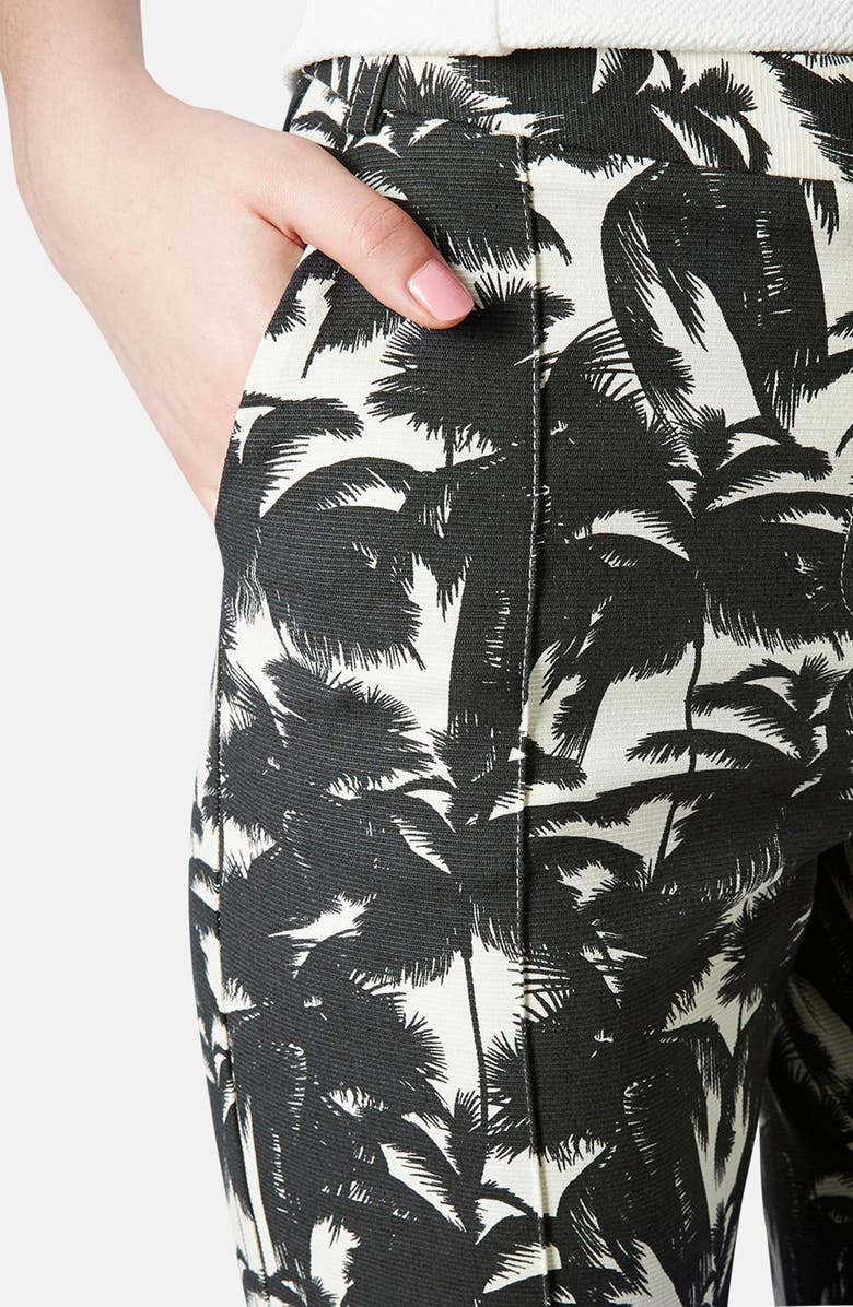 Topshop Palm Print Cigarette Pants, Alternate, color, 