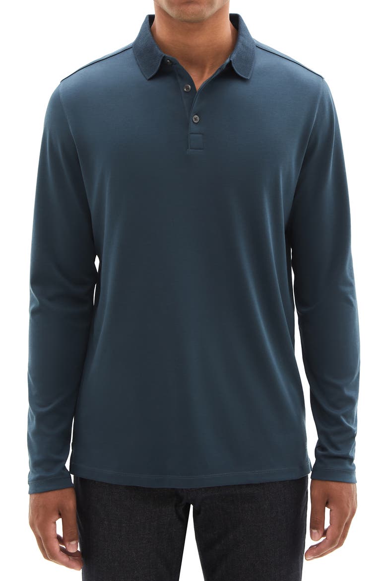 Georgia Long Sleeve Polo, Main, color, NIGHT TEAL