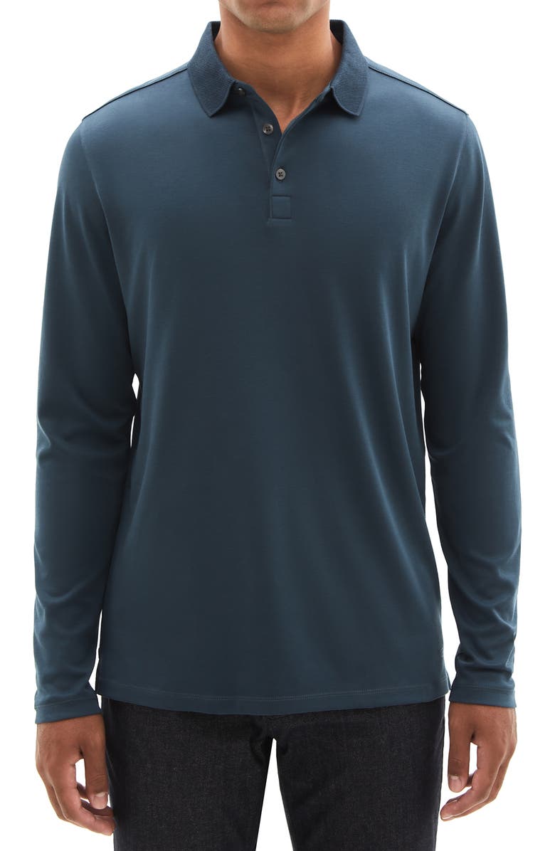 Robert Barakett Georgia Long Sleeve Polo, Main, color, Night Teal