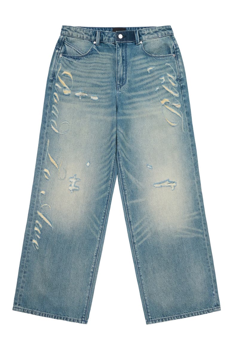 Franco Distressed Wide Leg Jeans, Alternate, color, GOLDEN INDIGO LASER RTA