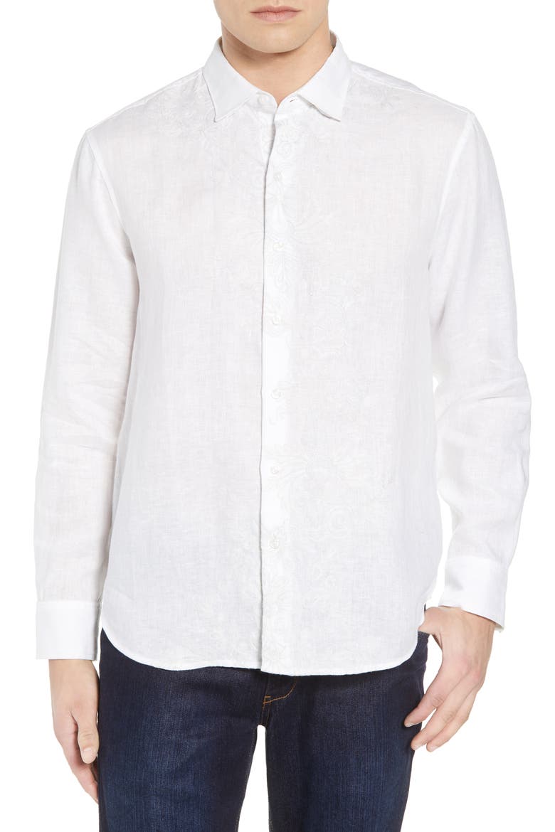 Get Your Groom On Linen Sport Shirt, Main, color, WHITE