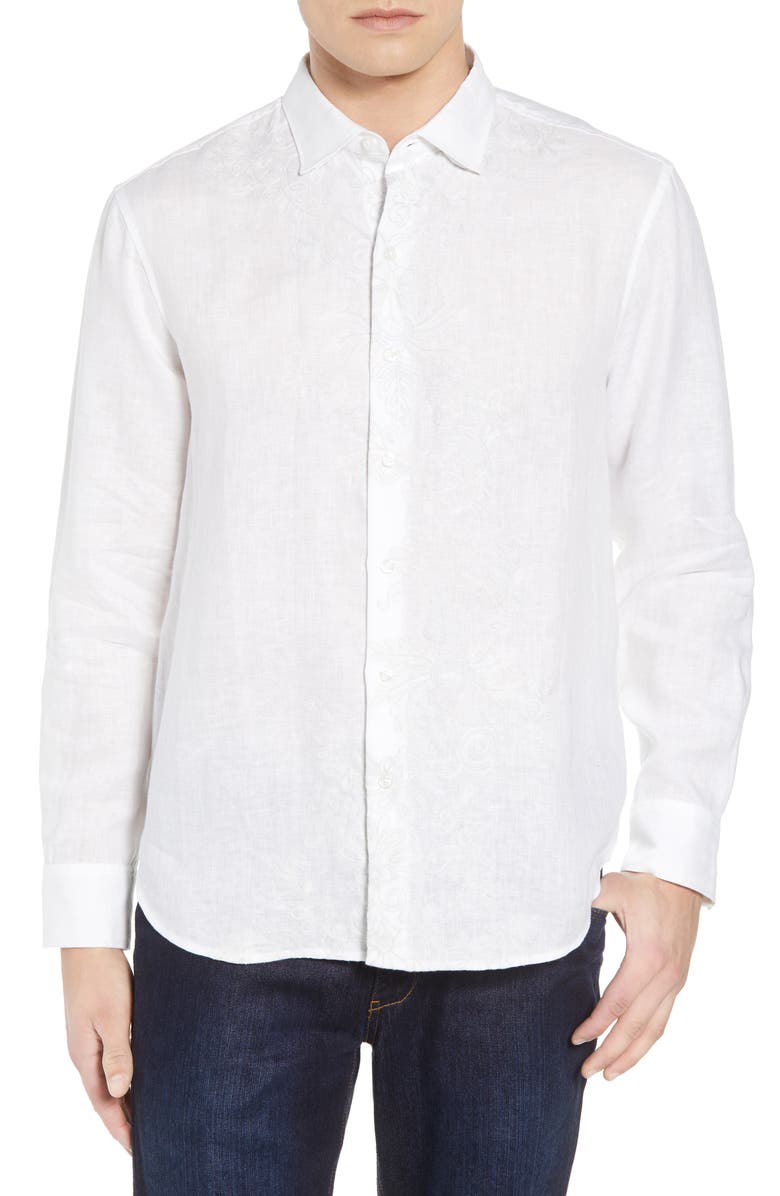 Tommy Bahama Get Your Groom On Linen Sport Shirt, Main, color,