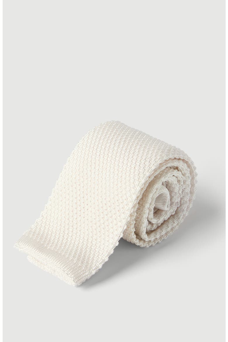 Silk knit tie, Alternate, color, White