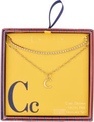 Leith Initial & Cubic Zirconia Necklace Set