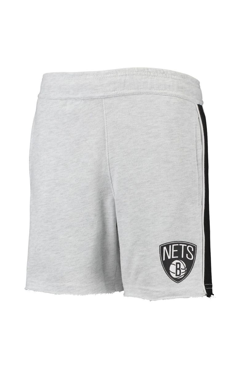 Outerstuff Youth Heathered Gray Brooklyn Nets Wingback Shorts, Alternate, color, Heather Gray