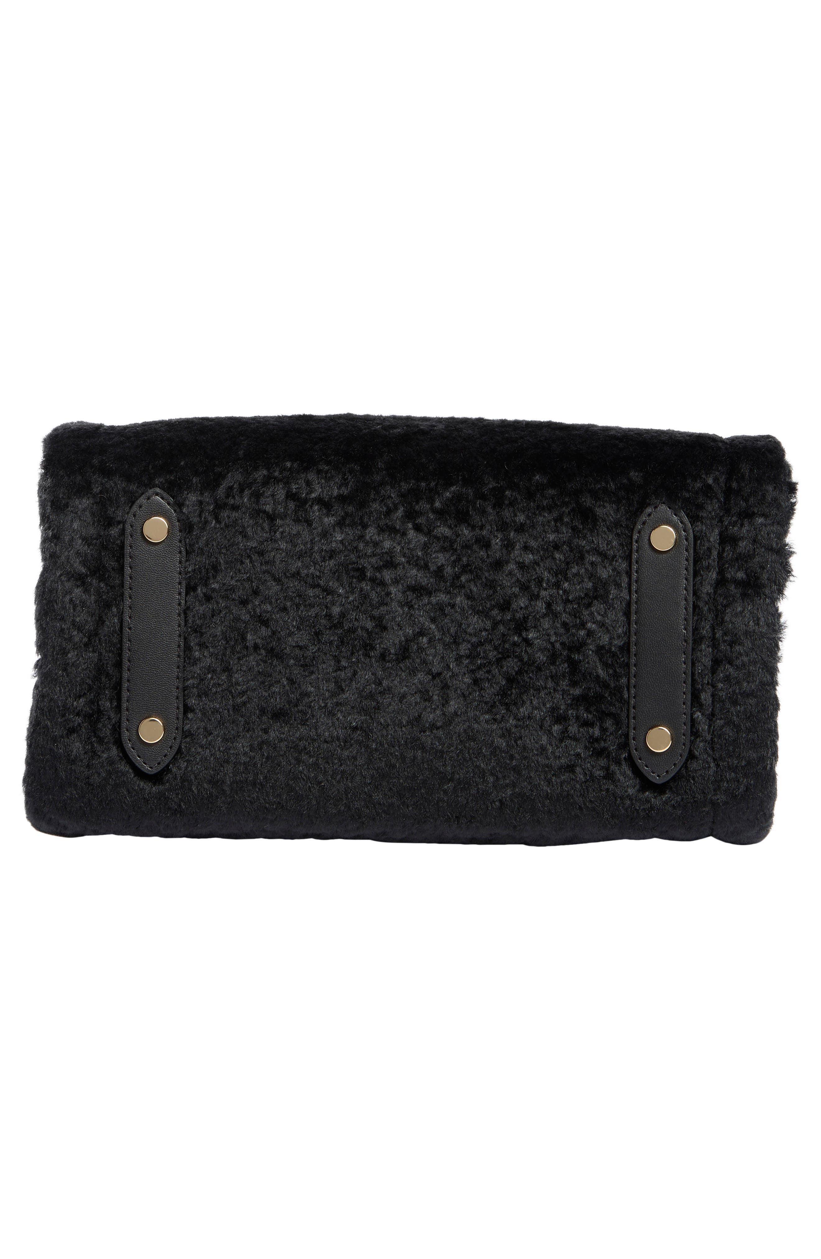 Kate Spade New York ellie faux fur small tote bag, Alternate, color, Black