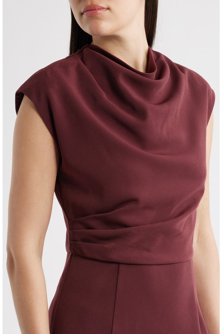 Cowl Neck Midi Dress, Alternate, color, OX BLOOD