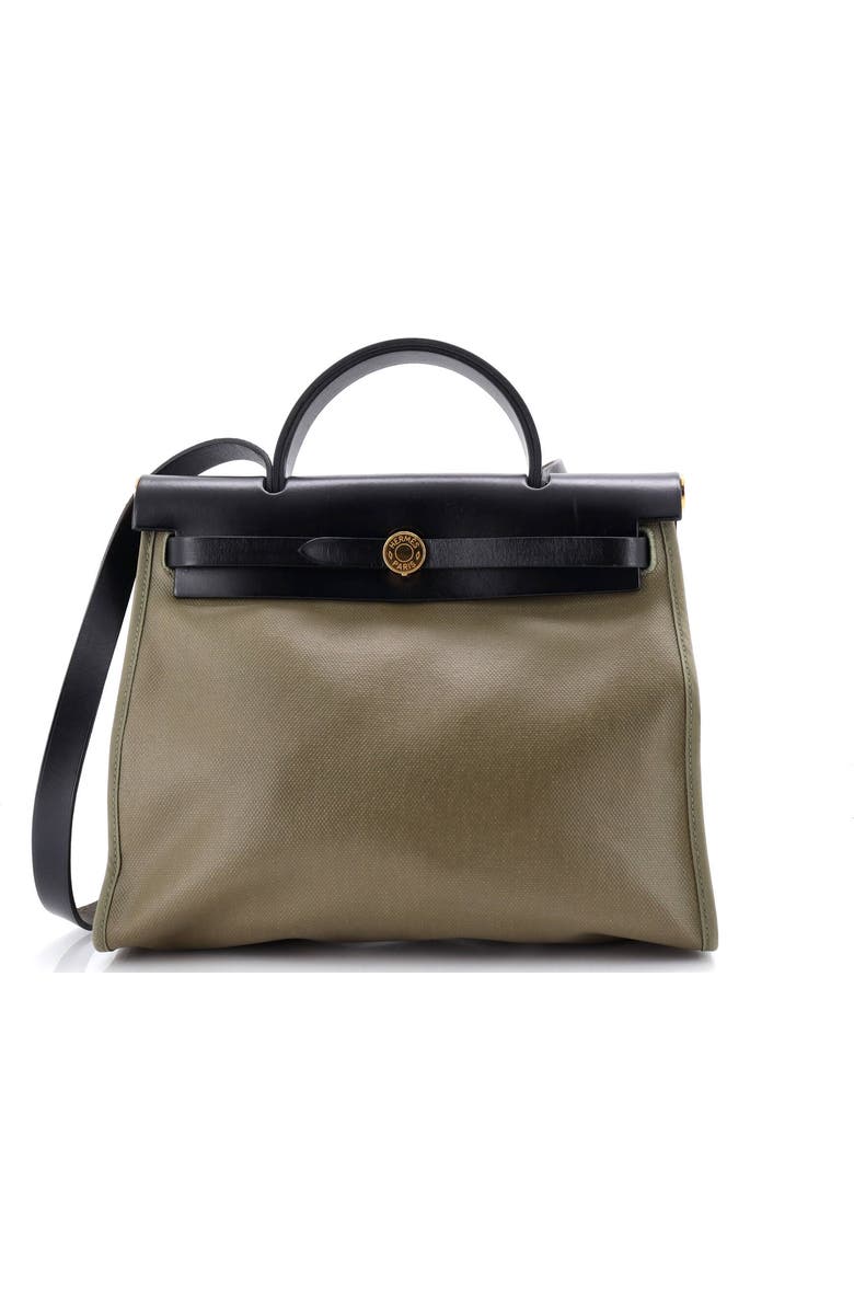 Pre-Owned Hermes Herbag Zip Leather and Toile 31, Main, color, Lichen