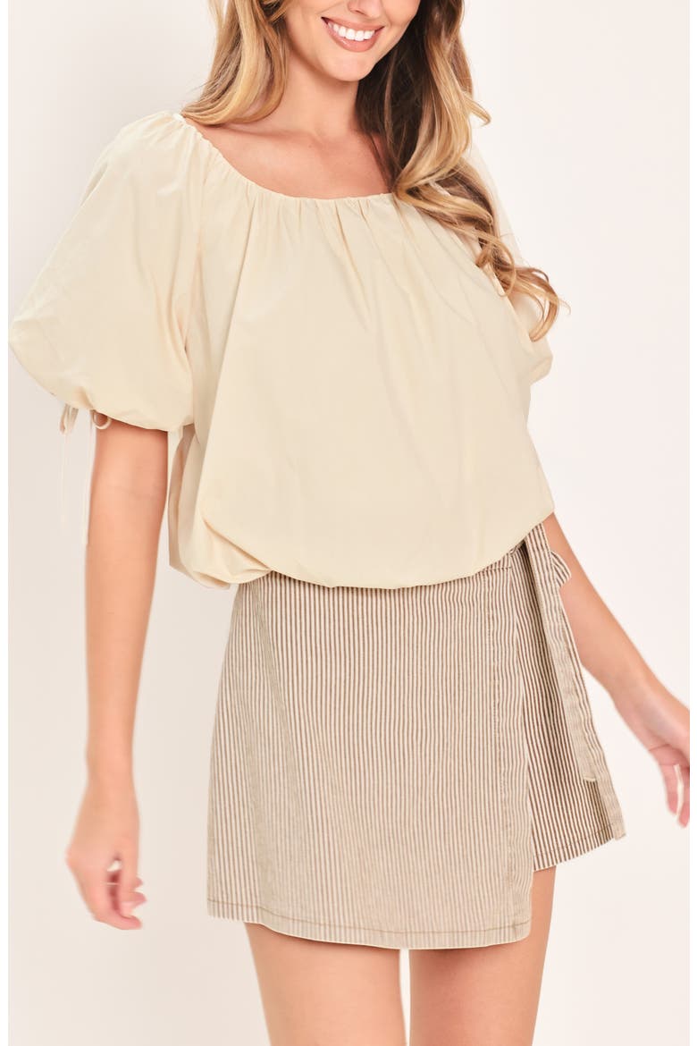 Puff Sleeve Cotton Top, Alternate, color, STONE