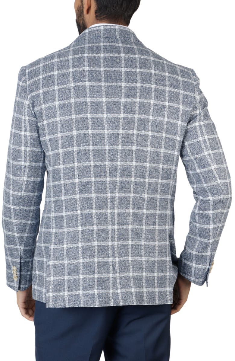 TailorByrd Classic Fit Yarn Dyed Windowpane Linen-Blend Sport Coat, Alternate, color, Navy