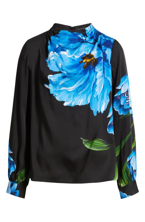 The Ember Placed Floral Silk Blend Top