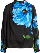 Elie Tahari The Ember Placed Floral Silk Blend Top