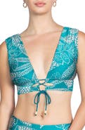 Robin Piccone Romy Lace-Up Bikini Top