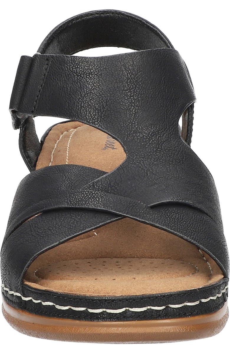 EASY STREET <p>Lani Faux Leather Wedge Sandal (Women) </p>, Alternate, color, Black