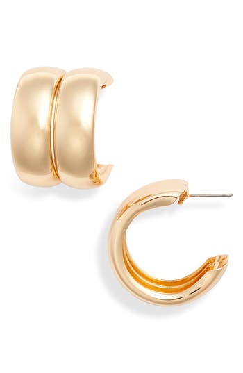 Open Edit Wide Double Hoop Earrings