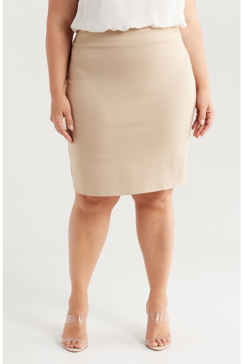 Solid Color Elastic Waist Stretch Skirt, Main, color, MOCHA