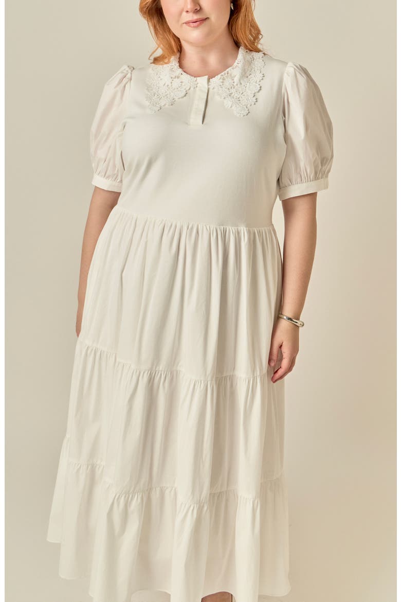 Mixed Media Midi Dress, Alternate, color, WHITE