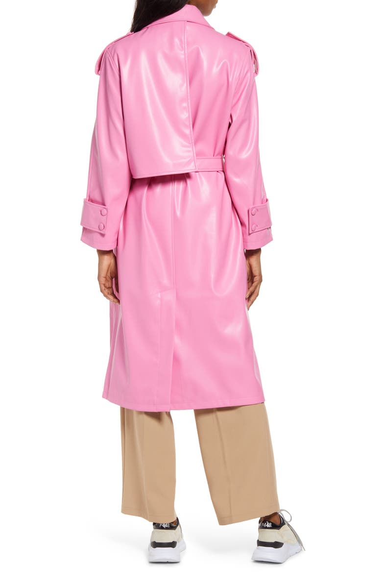 Amy Lynn Faux Leather Trench Coat, Alternate, color,
