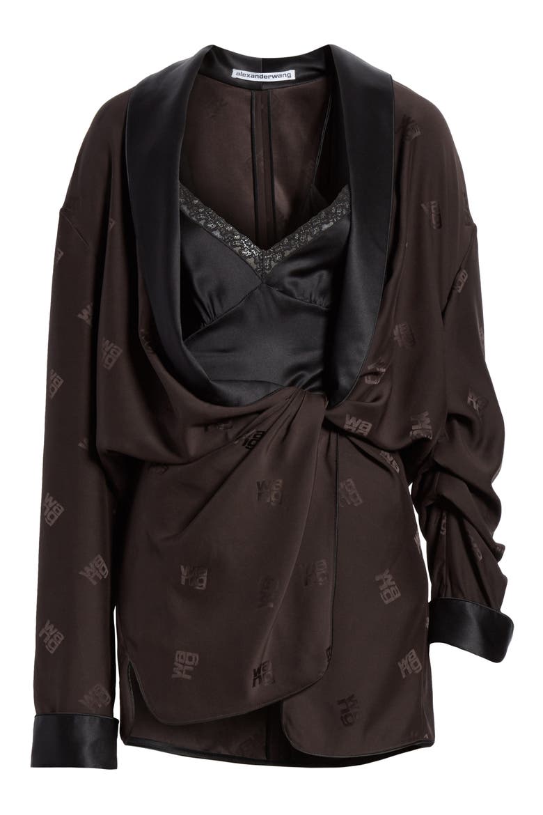 Draped Silk Pajama Romper, Alternate, color, BLACK