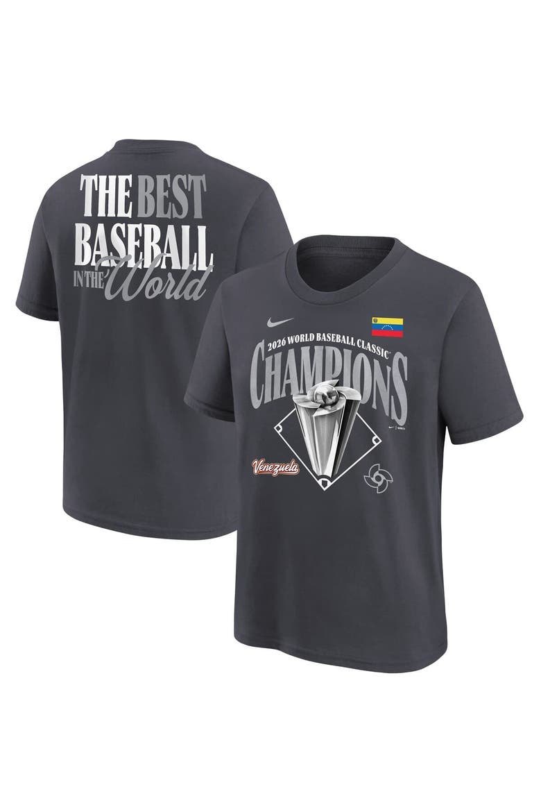 Youth Nike  Anthracite Venezuela Baseball 2026 World Baseball Classic Champions Locker Room T-Shirt, Main, color, Anthracite