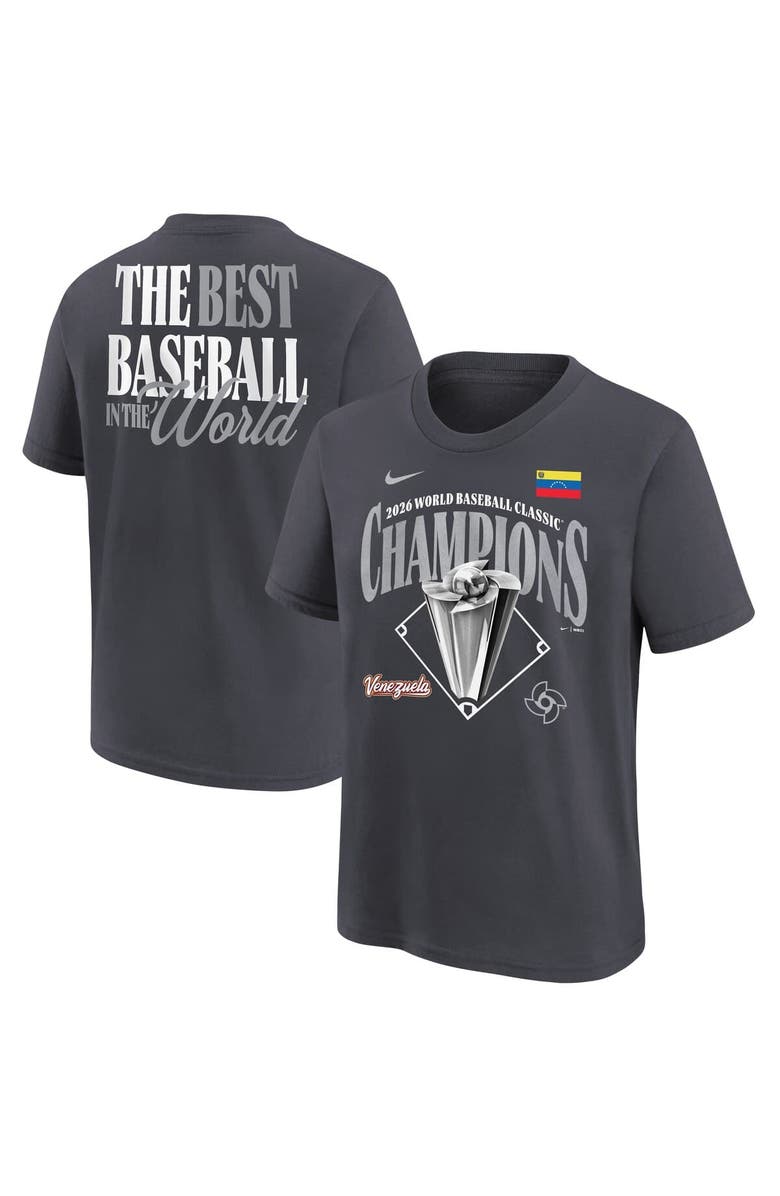Nike Youth Nike  Anthracite Venezuela Baseball 2026 World Baseball Classic Champions Locker Room T-Shirt, Main, color, Anthracite