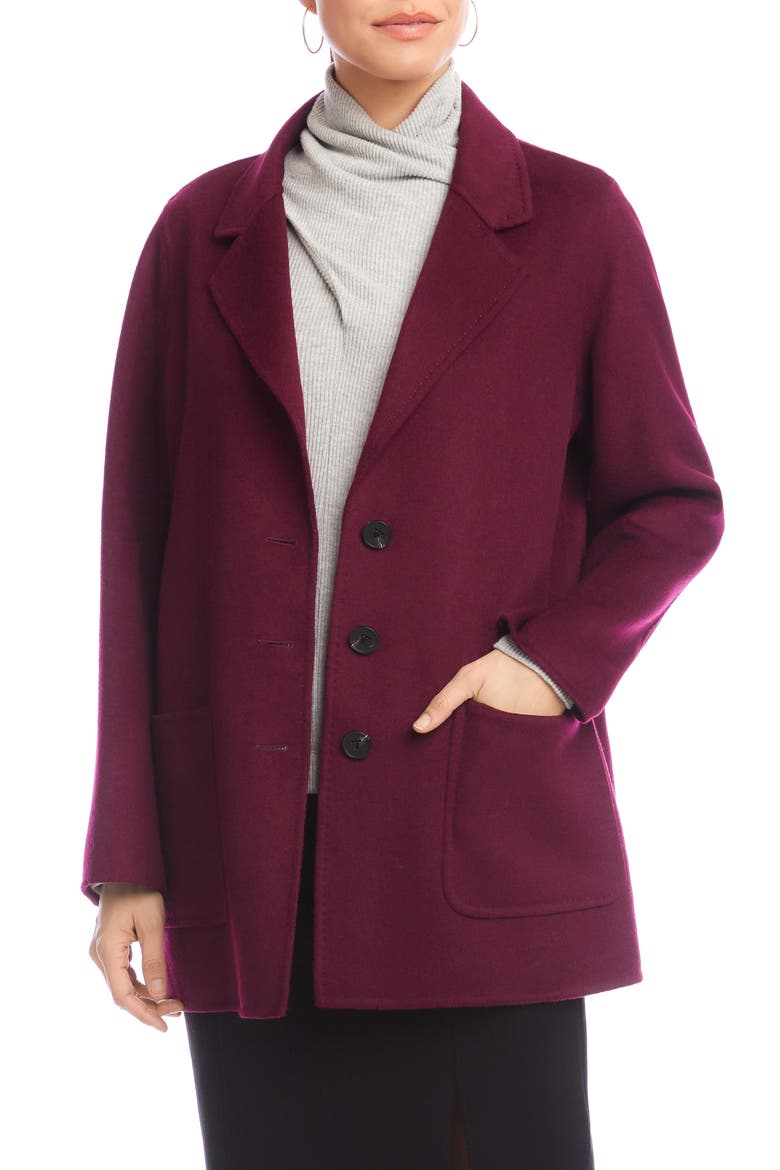 Oversize Brushed Wool Blend Blazer, Main, color, EGGPLANT