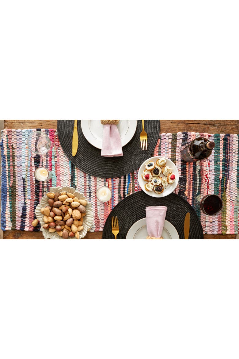 Multi Color Chindi Rag Table Runner, Alternate, color, Stonewash Blue
