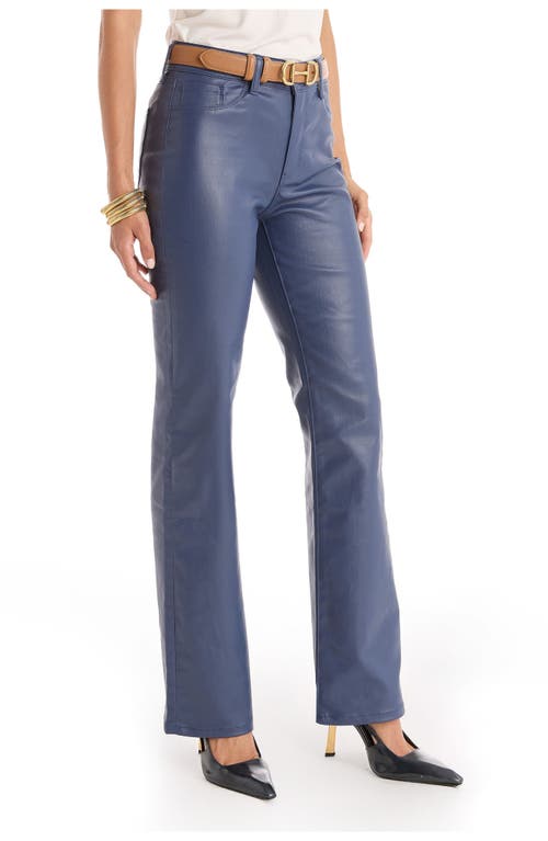 The Noli Shop Aria Coated Flare Jean In Blue