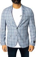 Maceoo Descartes Unconstructed Plaid Brooksy Artic Blue Blazer