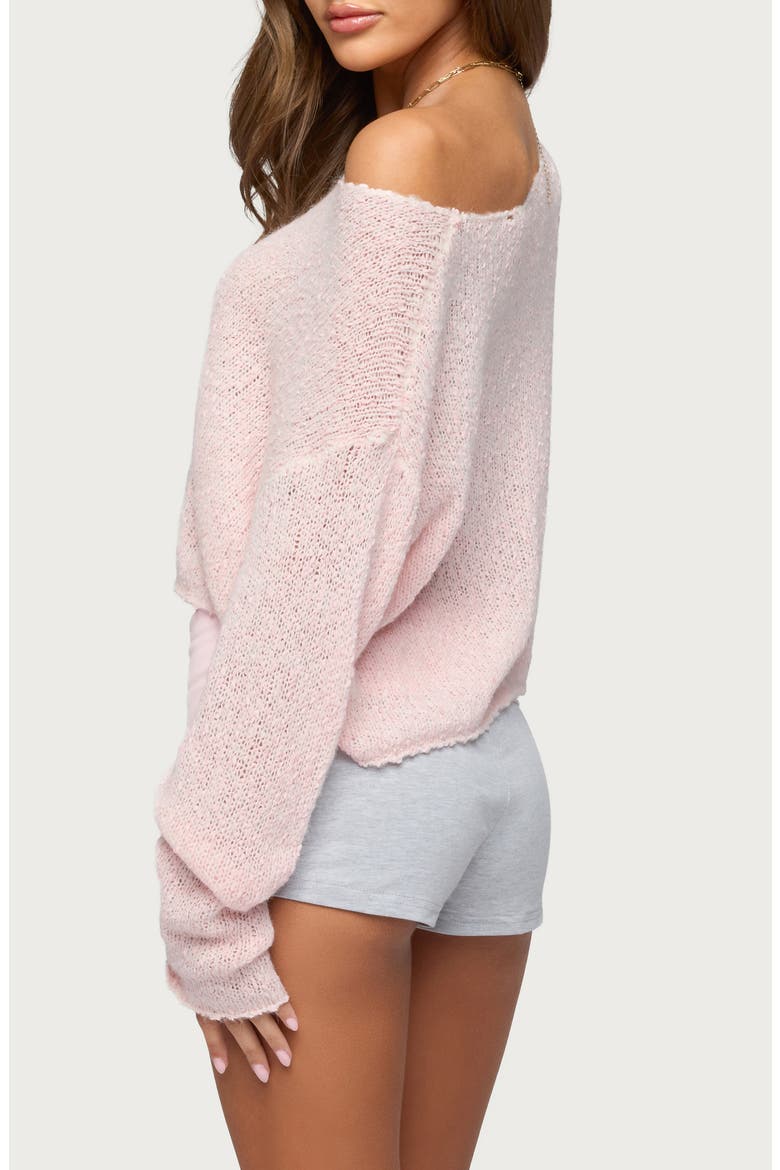 Florentina Off the Shoulder Crop Sweater, Alternate, color, PINK