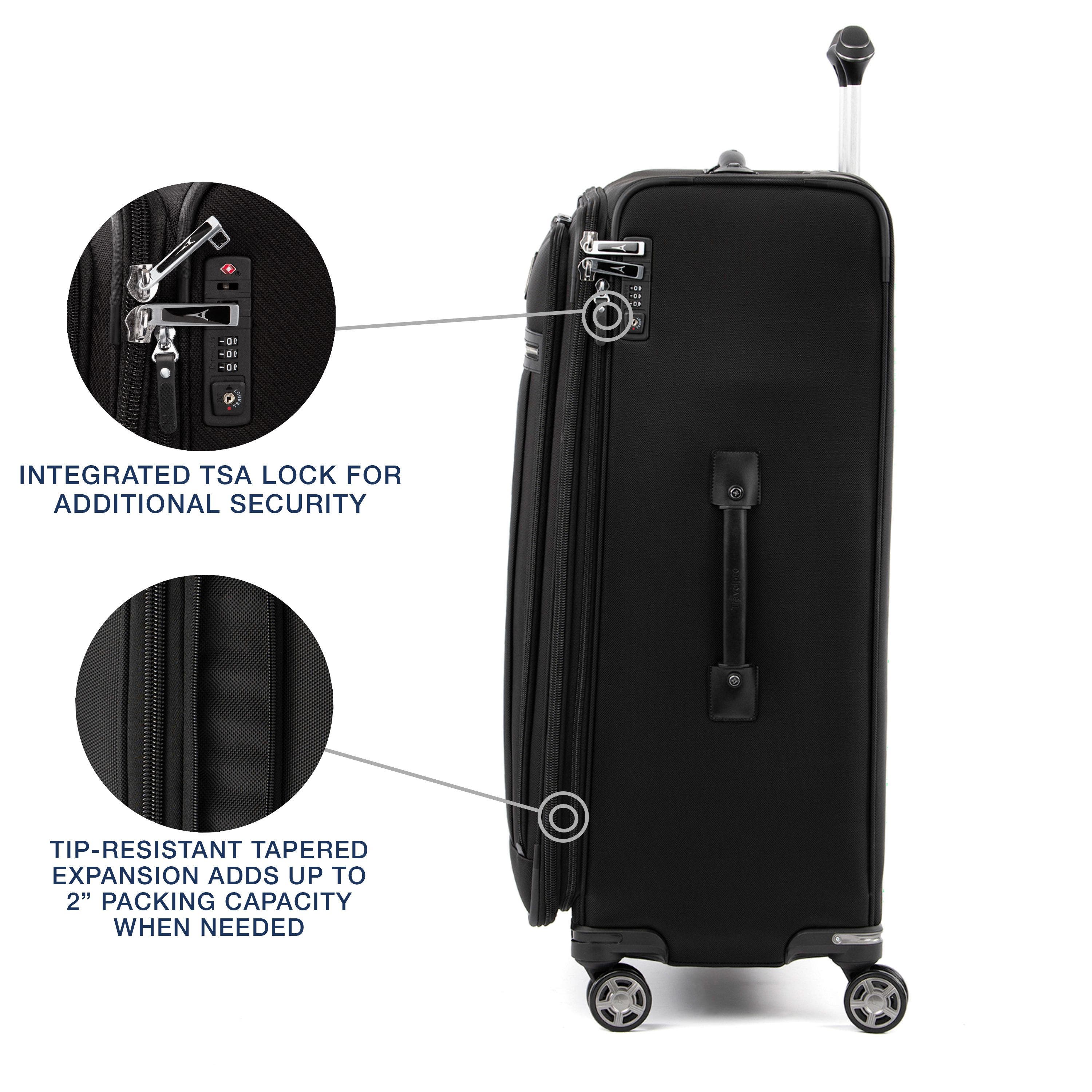 TRAVELPRO Platinum Elite Softside Expandable Large 29-Inch Checked Luggage, Alternate, color, Shadow Black