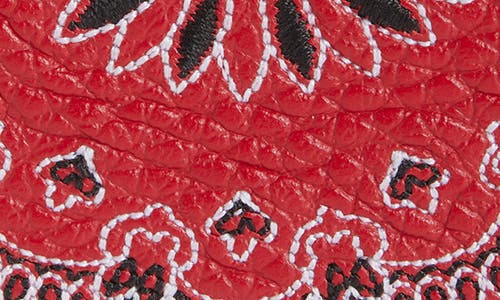 Amiri Bandana Embroidered Leather Card Case In Red