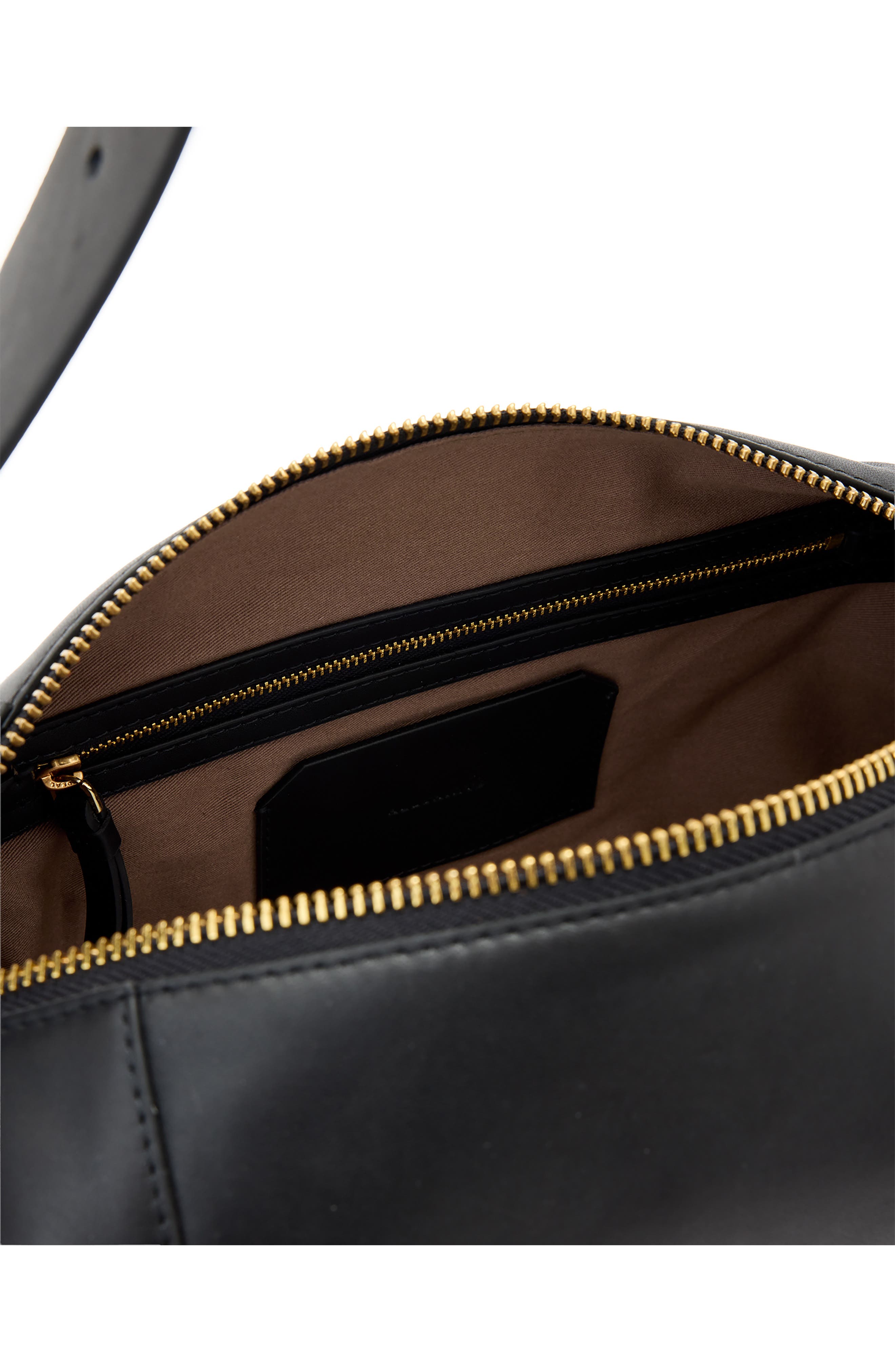 AllSaints Vega Leather Shoulder Bag, Alternate, color, Black