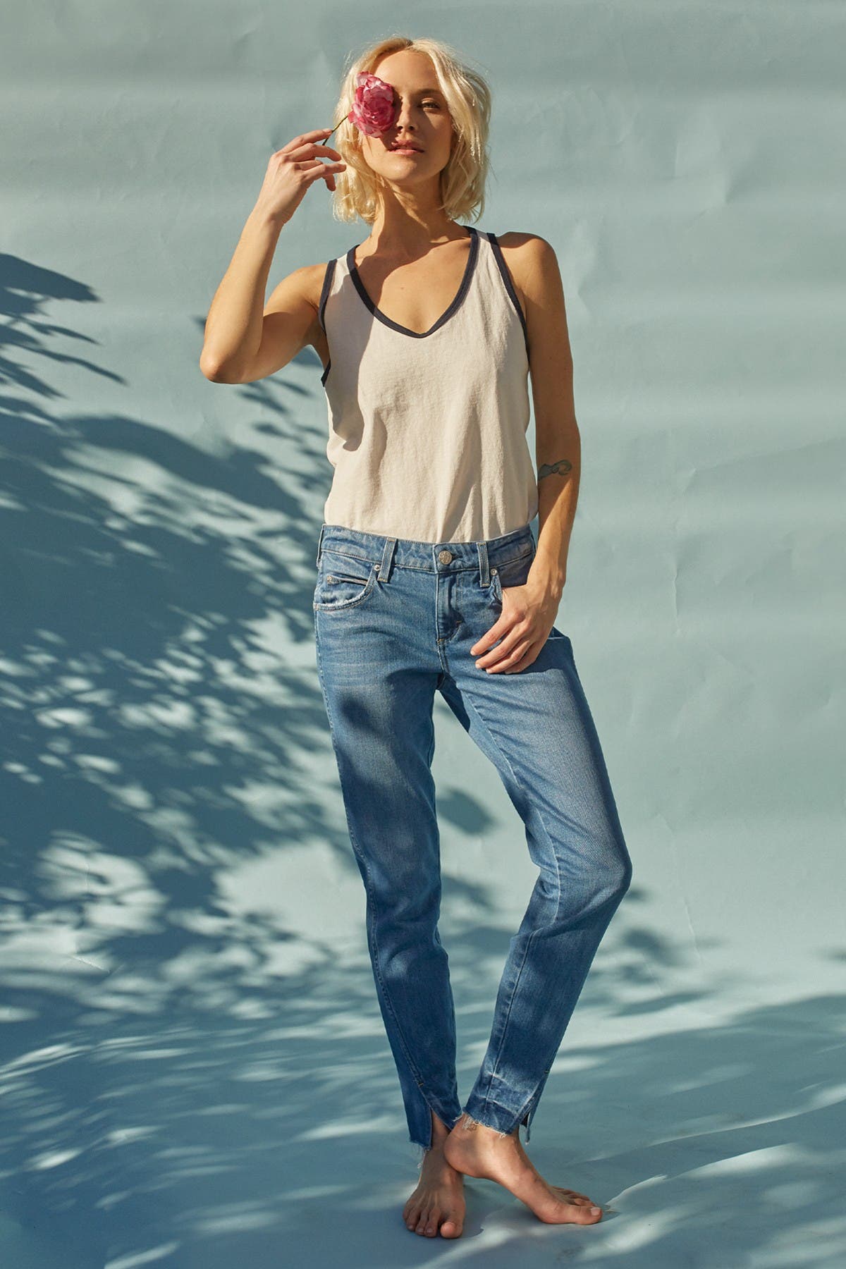 AMO Twist Frayed Split Hem Skinny Jeans (Women) | Nordstromrack