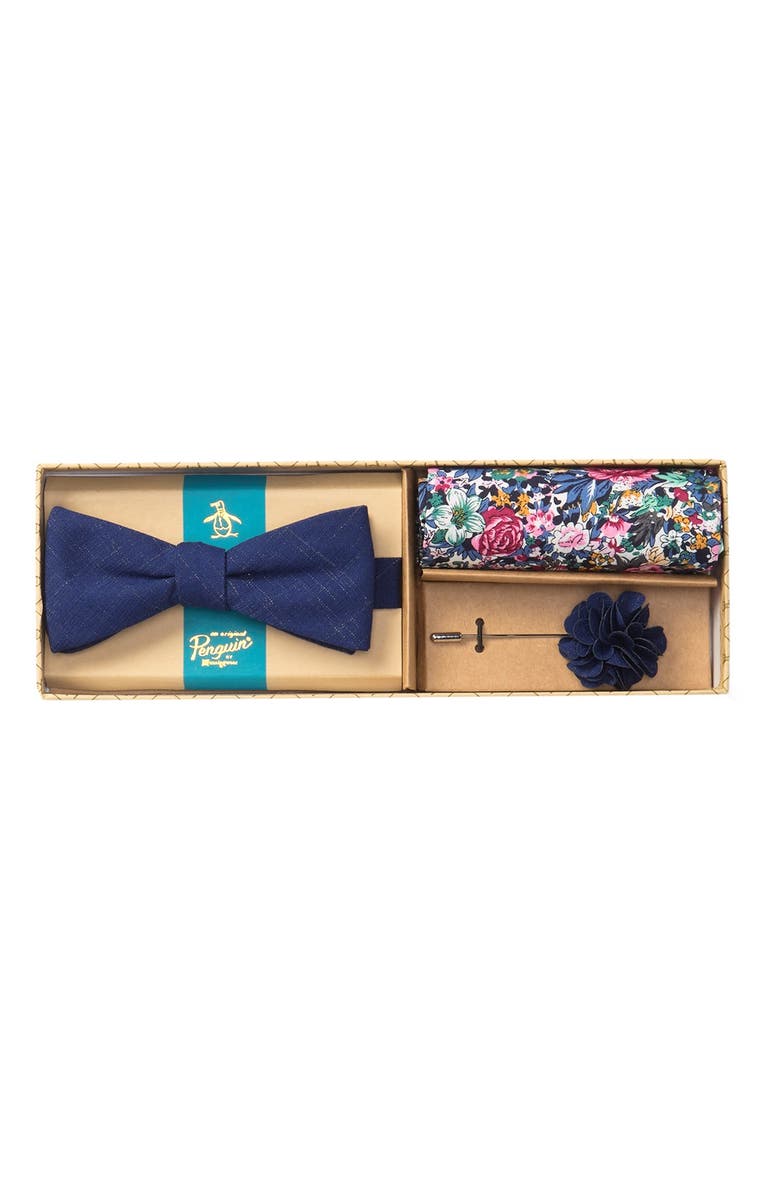Original Penguin Hensel Solid Bow Tie, Pocket Square, & Lapel Pin Set, Alternate, color,