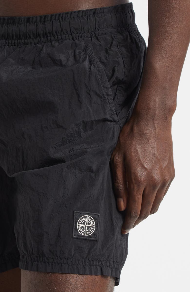 Stone Island Compass Logo Patch Nylon Swim Trunks, Alternate, color, V0029 Black