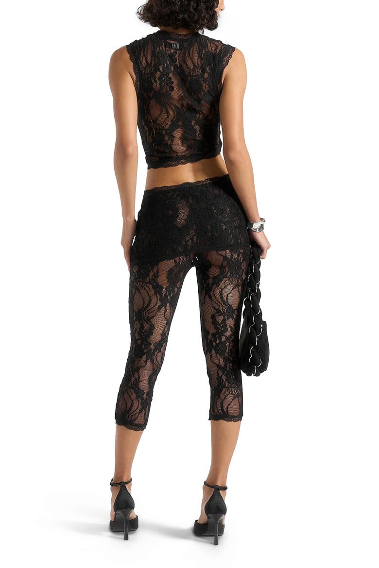 Aimee Lace Asymmetric Capri Leggings, Alternate, color, Black