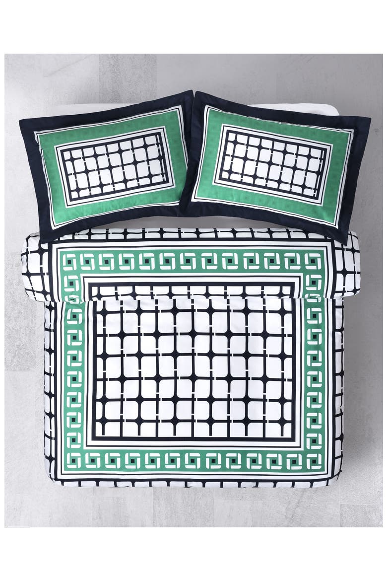 Framed Print Broken Cotton Duvet Cover & Sham Set, Alternate, color, NAVY