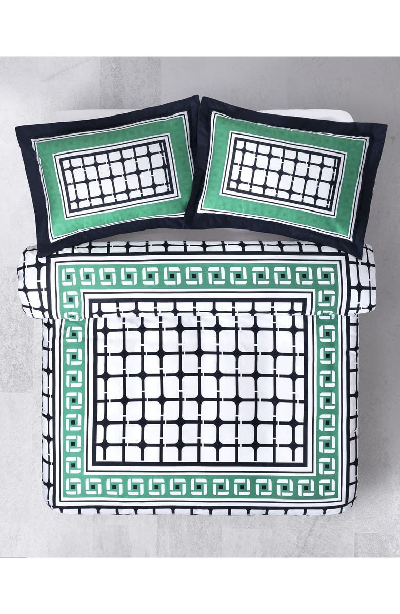 Brooks Brothers Framed Print Broken Cotton Duvet Cover & Sham Set, Alternate, color, Navy