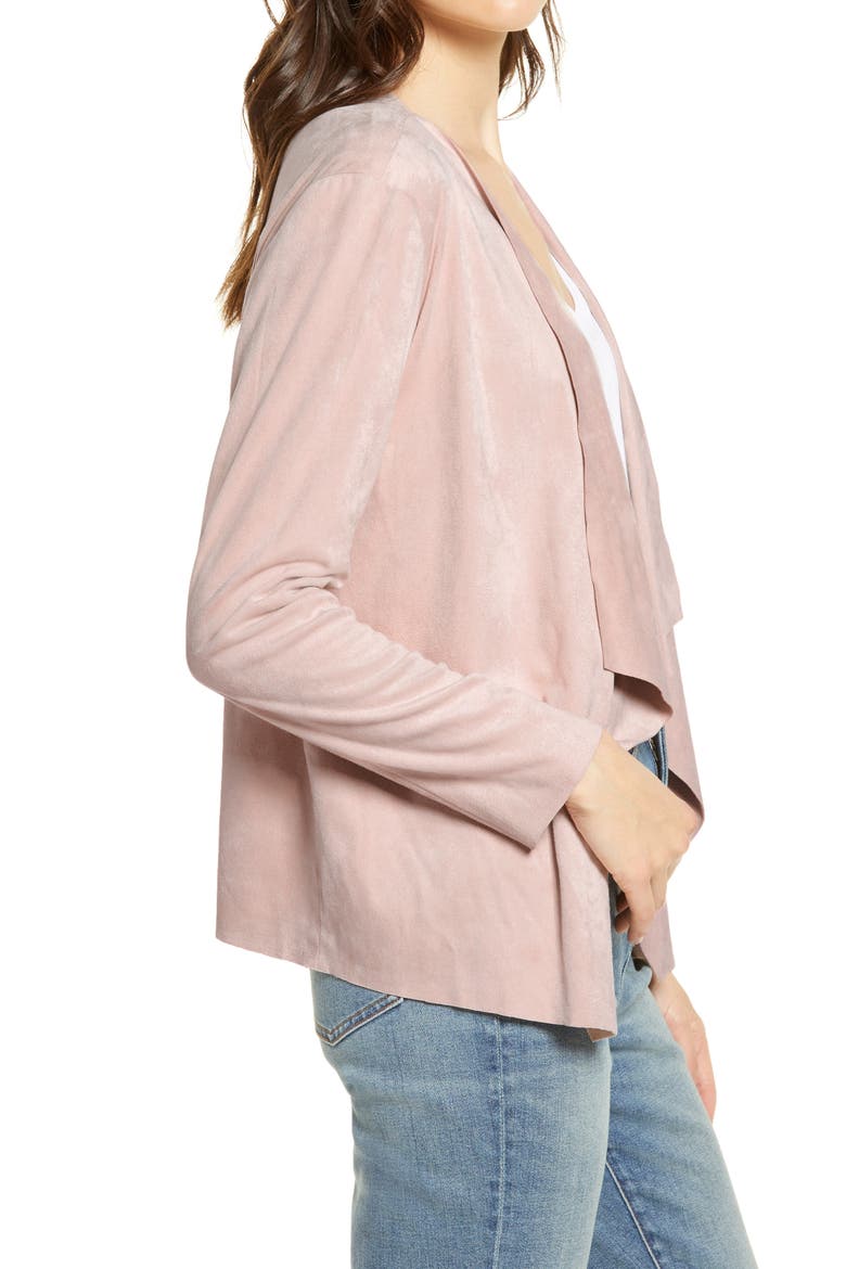 BB Dakota Drape Front Faux Suede Jacket, Alternate, color, PARCHMENT