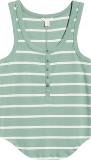 Caslon® Cotton Blend Rib Henley Tank