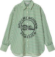 AllSaints Adrianne Stripe Graphic Print Ramie Button-Up Shirt