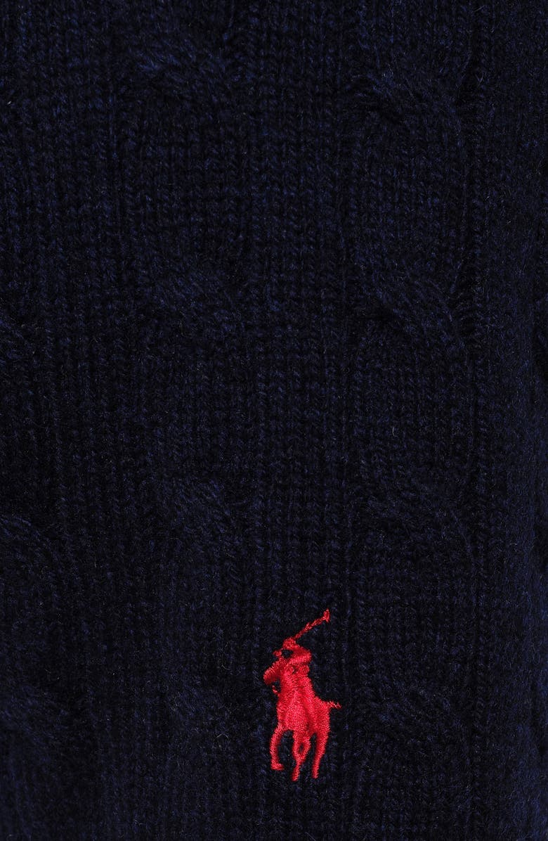 Polo Ralph Lauren Wool & Cashmere Cable Knit Hood, Alternate, color, Hunter Navy