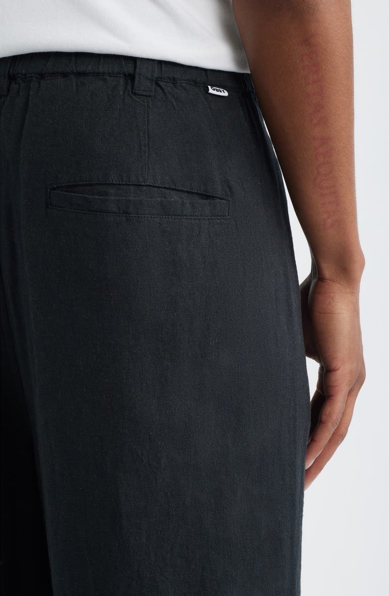 Obey Foster Pleated Linen Blend Pants, Alternate, color, Black