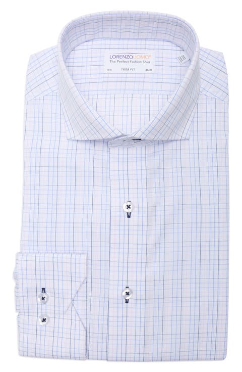 Trim Fit Check Cotton Dress Shirt