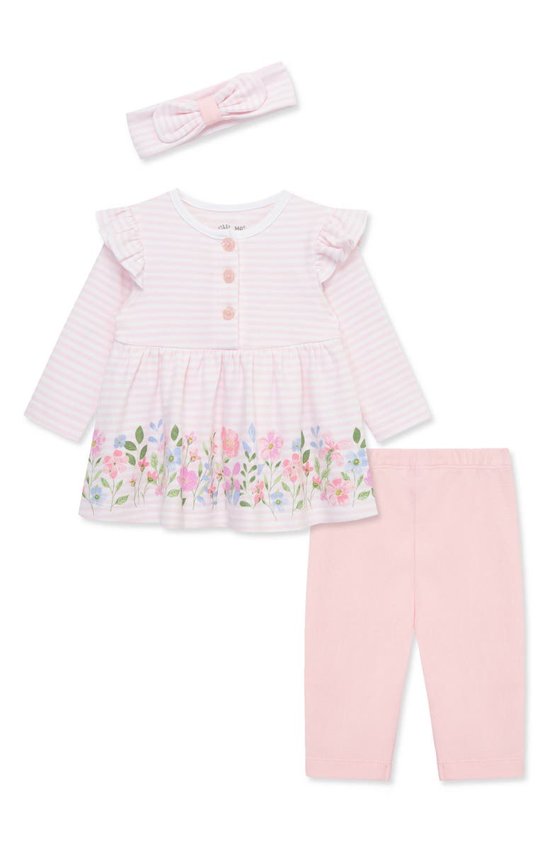 Little Me Floral Long Sleeve Top, Leggings 
Headband Set, Main, color, 