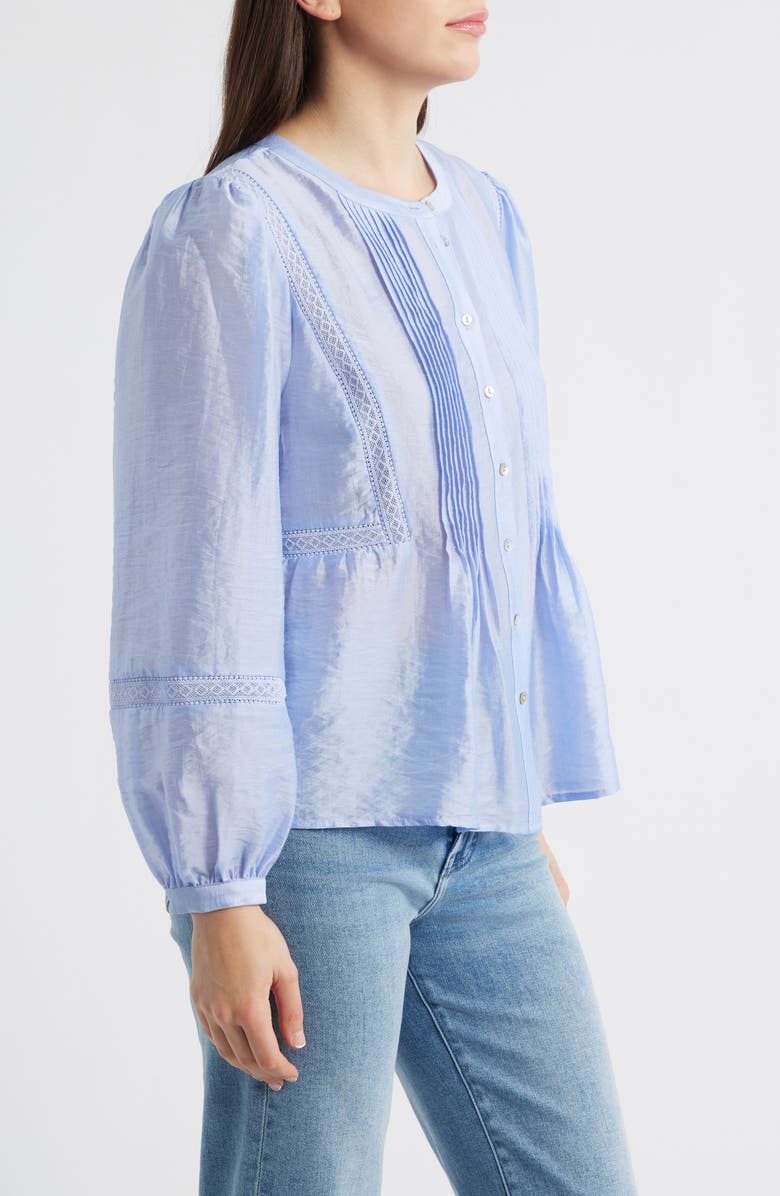 Vince Camuto Pintuck Taffeta Top, Alternate, color, Cool Lavender