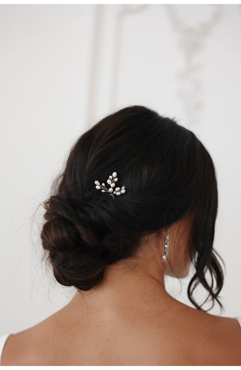 Untamed Petals Parker Pearl Hair Pin, Alternate, color, Silver