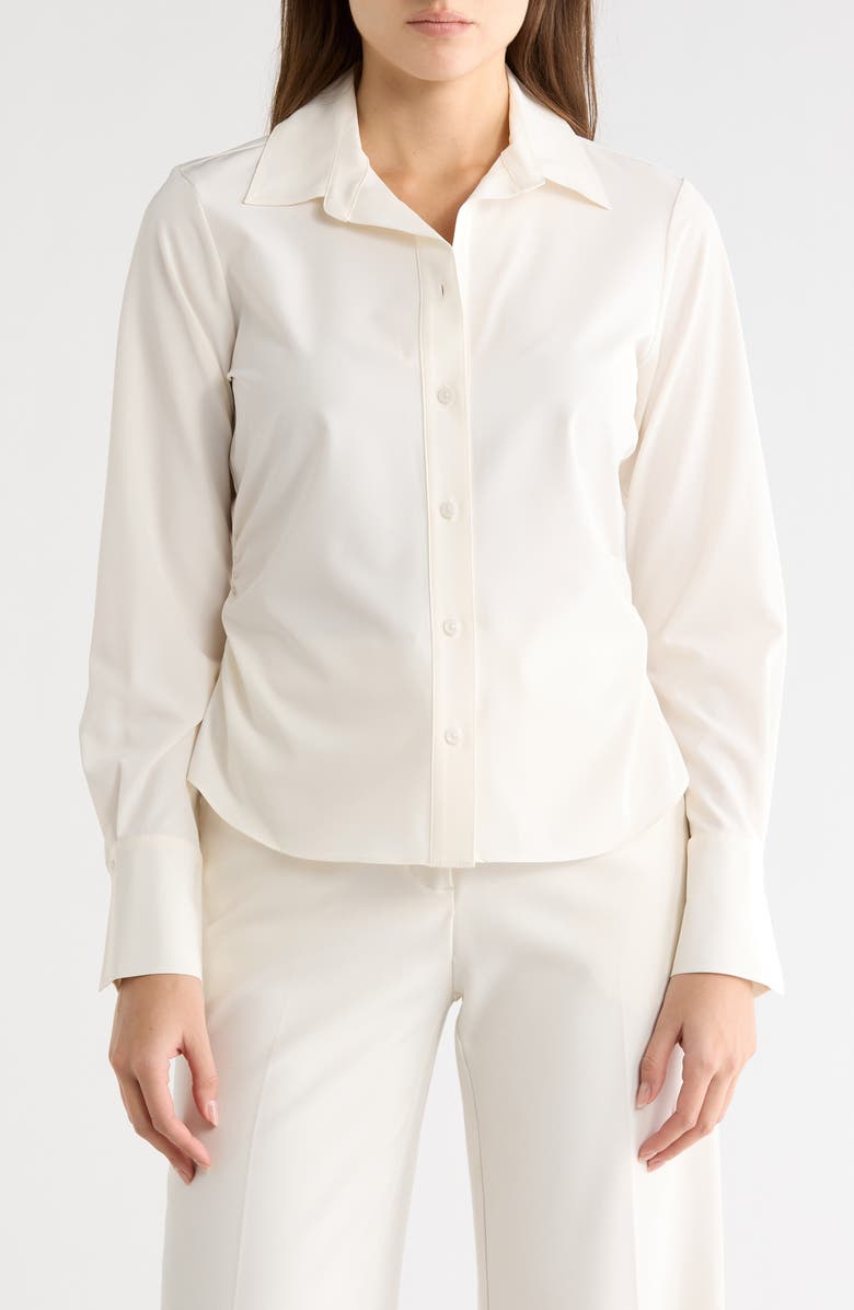 DKNY Everyday Stretch Long Sleeve Button-Up Shirt, Main, color, Ivory