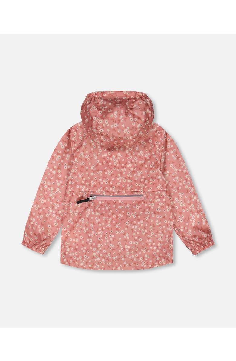 Deux par Deux Girl's Printed Packable Windbreaker Small White Flowers On Pale Pink, Alternate, color, White Flowers On Pale Pink